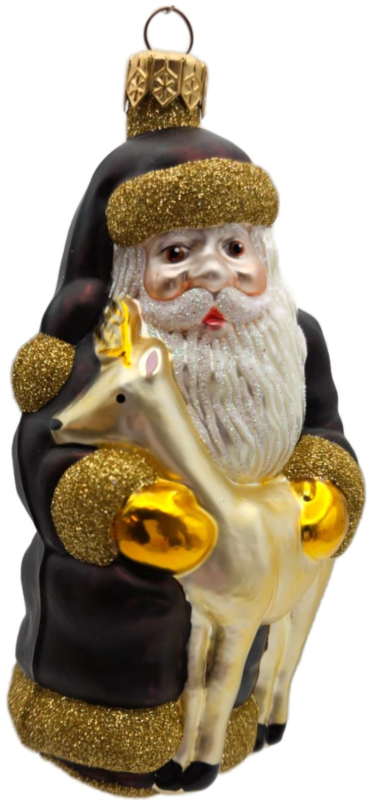 Patricia Breen Santa and Sarenka Bordeaux Santa Reindeer Christmas Ornament 98381