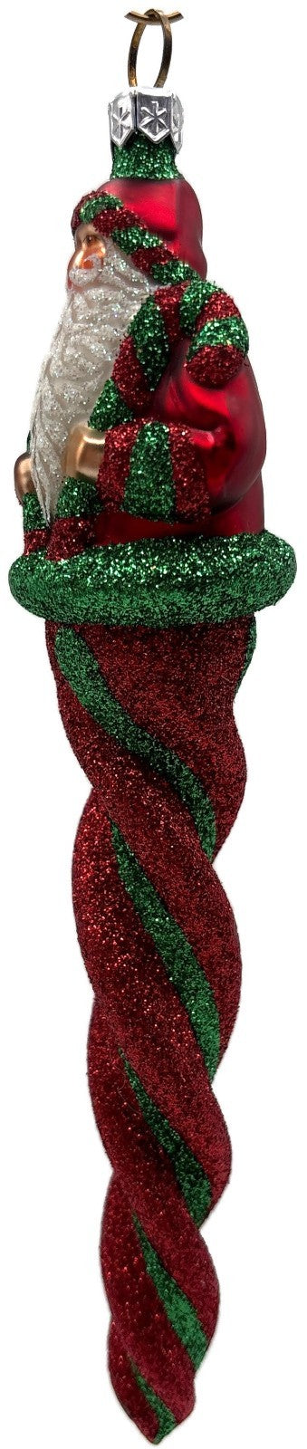 Patricia Breen Santa Sopel Red Twisted Candy Cane Glass Christmas Ornament 23447