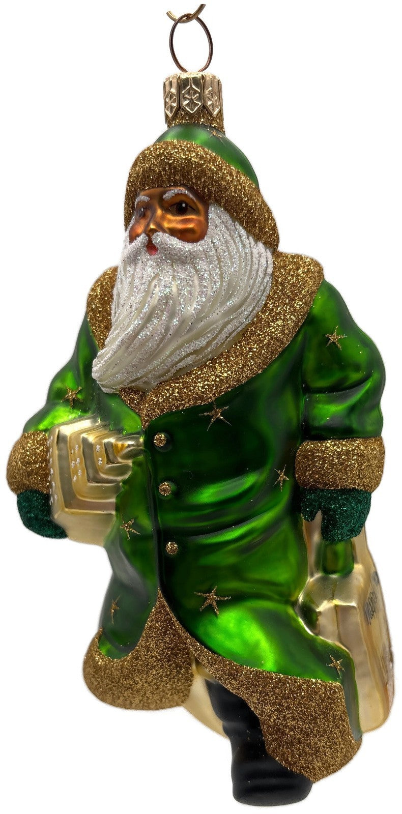 Patricia Breen City Santa Claus Green Ethnic Gold Stars Christmas Ornament 20081