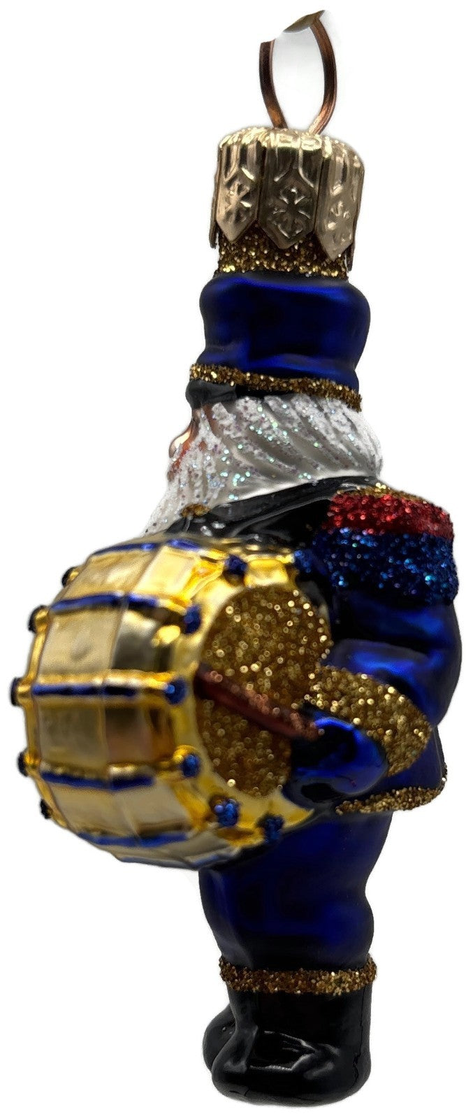 Patricia Breen Drummer Santa Claus Blue Gold Musical Christmas Ornament 21455