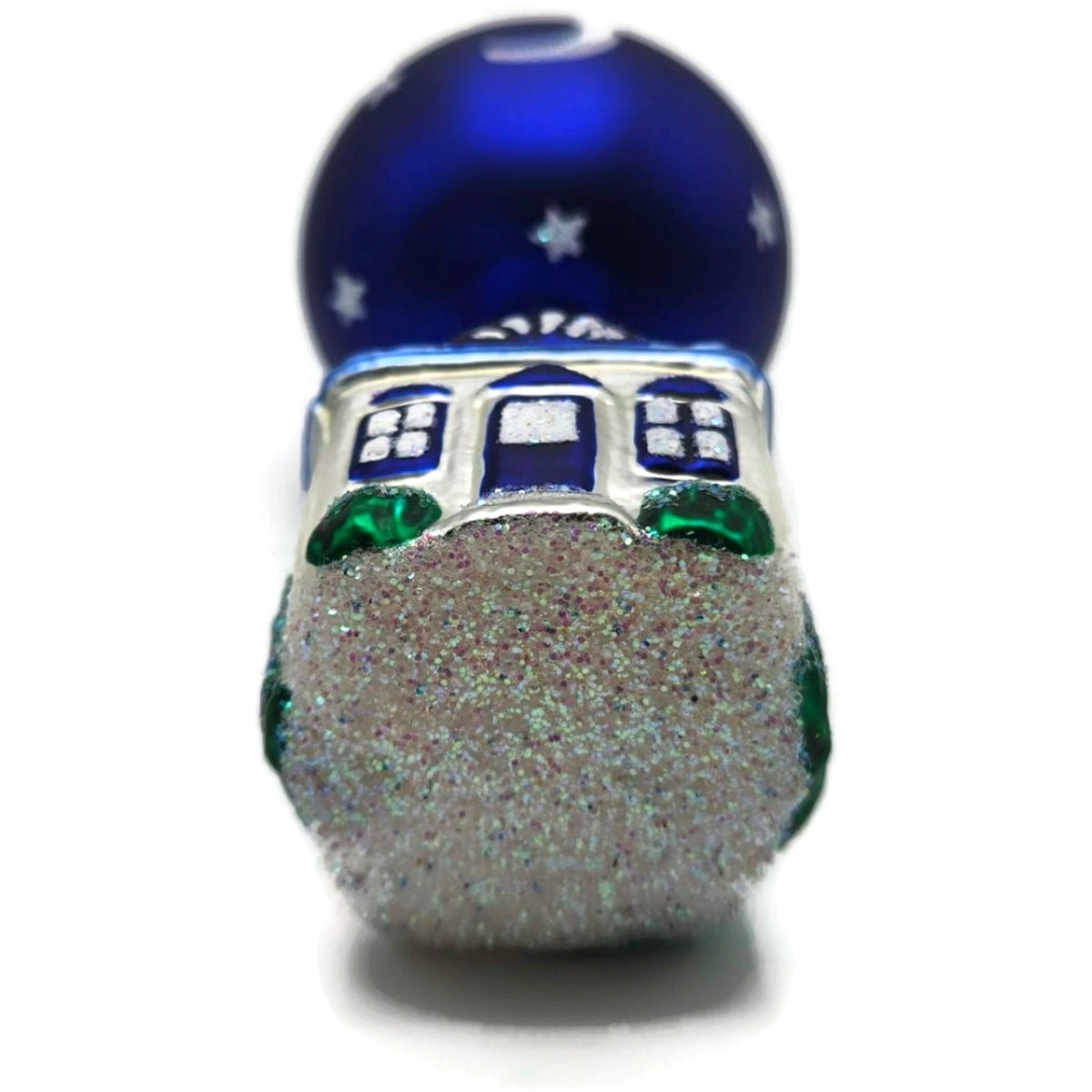 Patricia Breen Night House Blue Moons Stars Glass Christmas Tree Ornament 95192