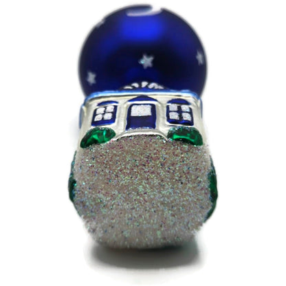 Patricia Breen Night House Blue Moons Stars Glass Christmas Tree Ornament 95192