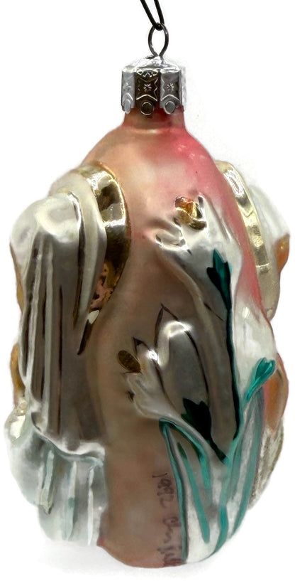Christopher Radko 1992 Virgin Mary Signed Pink Silver Glass Ornament 92 046 08