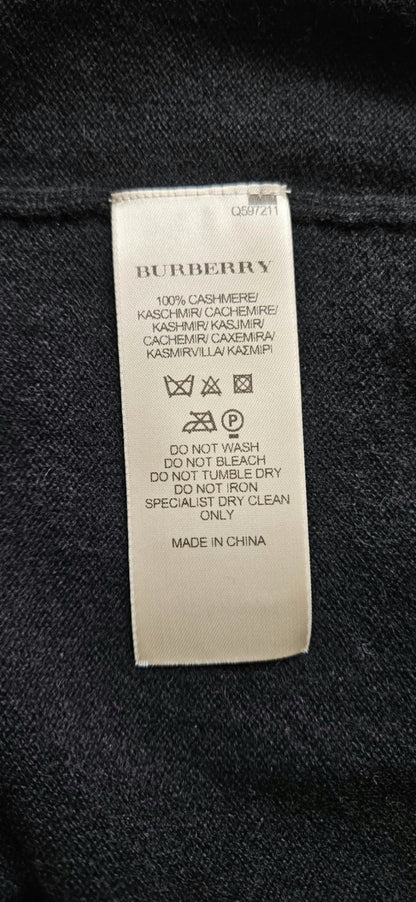 Burberry Brit Cashmere V Neck Sweater Black Plaid Check Cuff Pullover Sz Medium9
