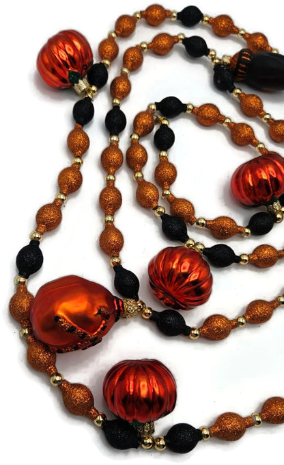 Patricia Breen Halloween Garland Pumpkins Mittens Glitter Glass OOAK  2000CO4