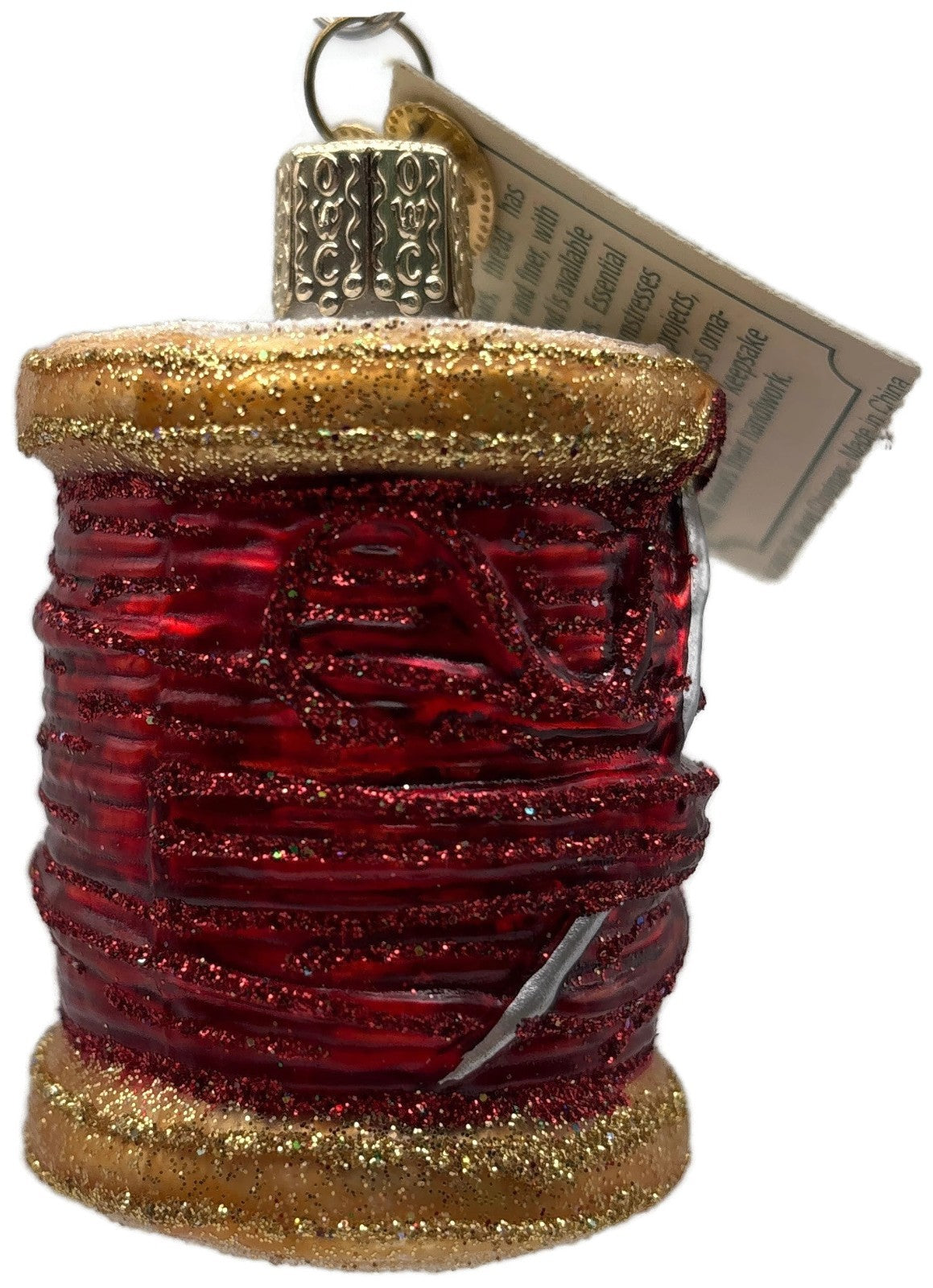 Old World Christmas Spool of Thread Sewing Needle Quilter Merck Red OWC Ornament7