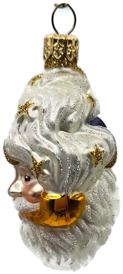 Patricia Breen Merry Olde Elf Purple Santa Head Stars Christmas Ornament 98294