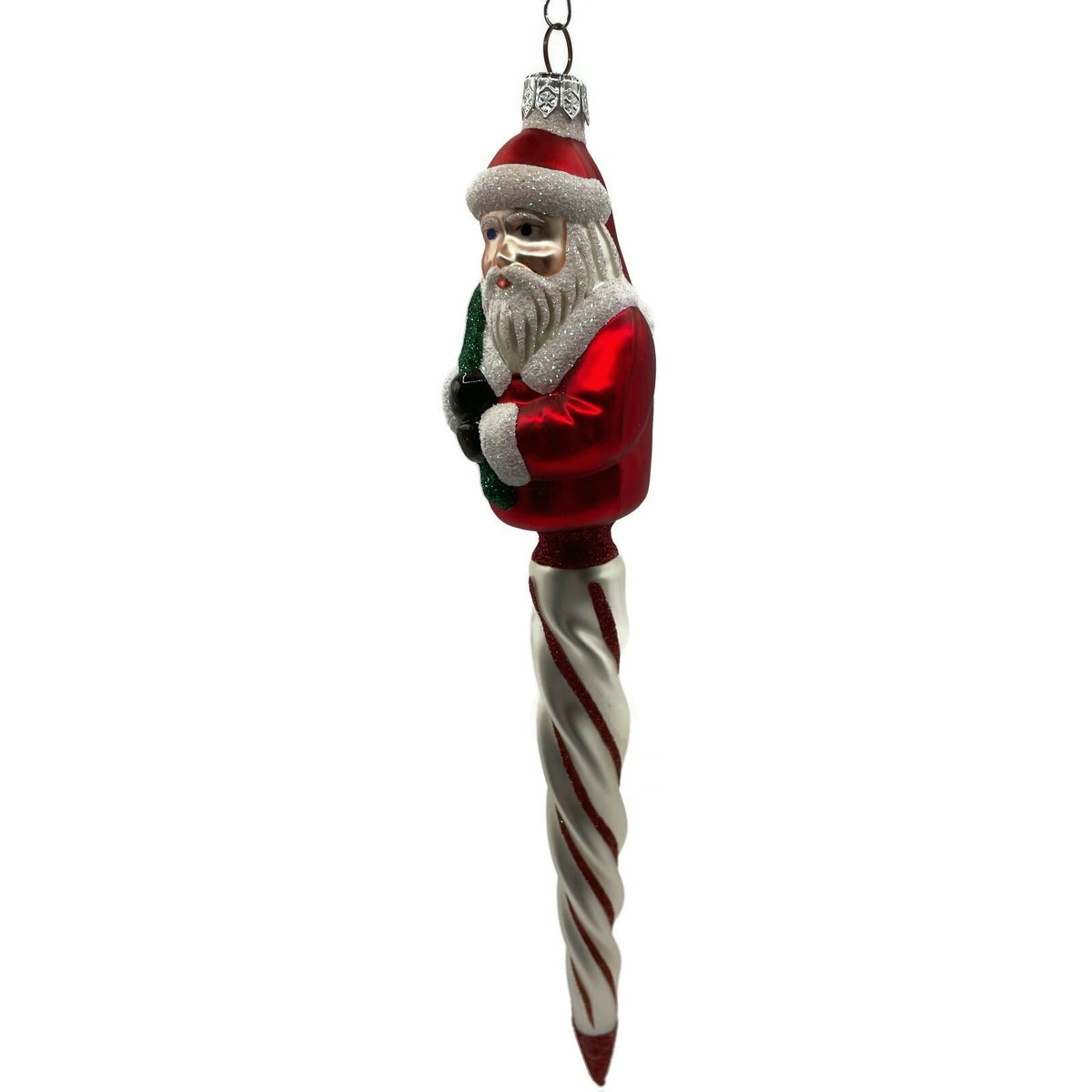 Patricia Breen Spiraling Santa Claus Red Stripes Icicle Christmas Ornament 96464