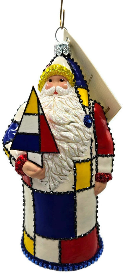 Patricia Breen De Stijl Santa Red Yellow Art Crystals Christmas Ornament 30071