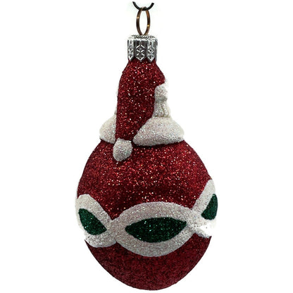 Patricia Breen Miniature Faberge Santa Red Green Glass Christmas Ornament 21504