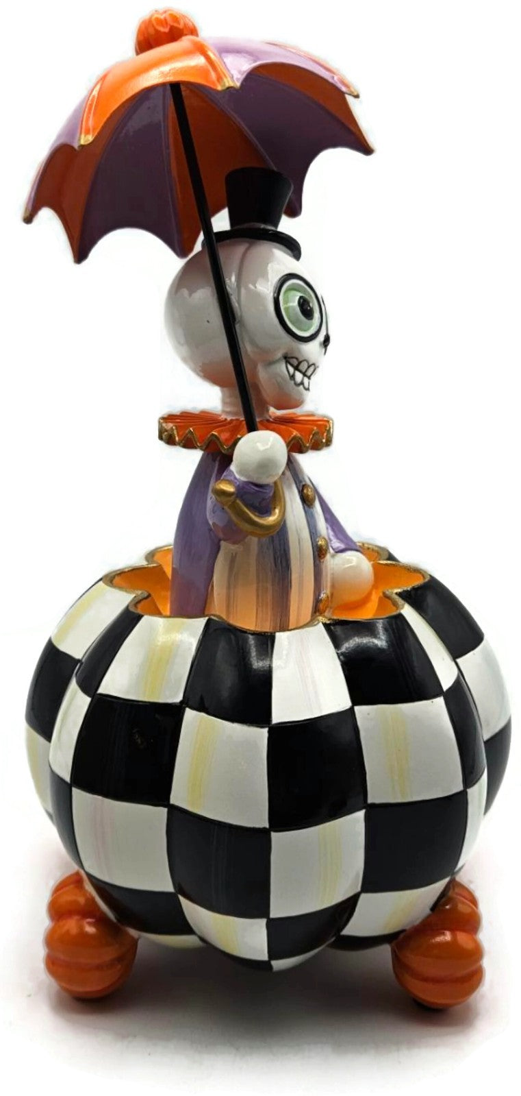 MacKenzie Childs Courtly Check Skeleton Pumpkin Carriage Halloween Figurine7