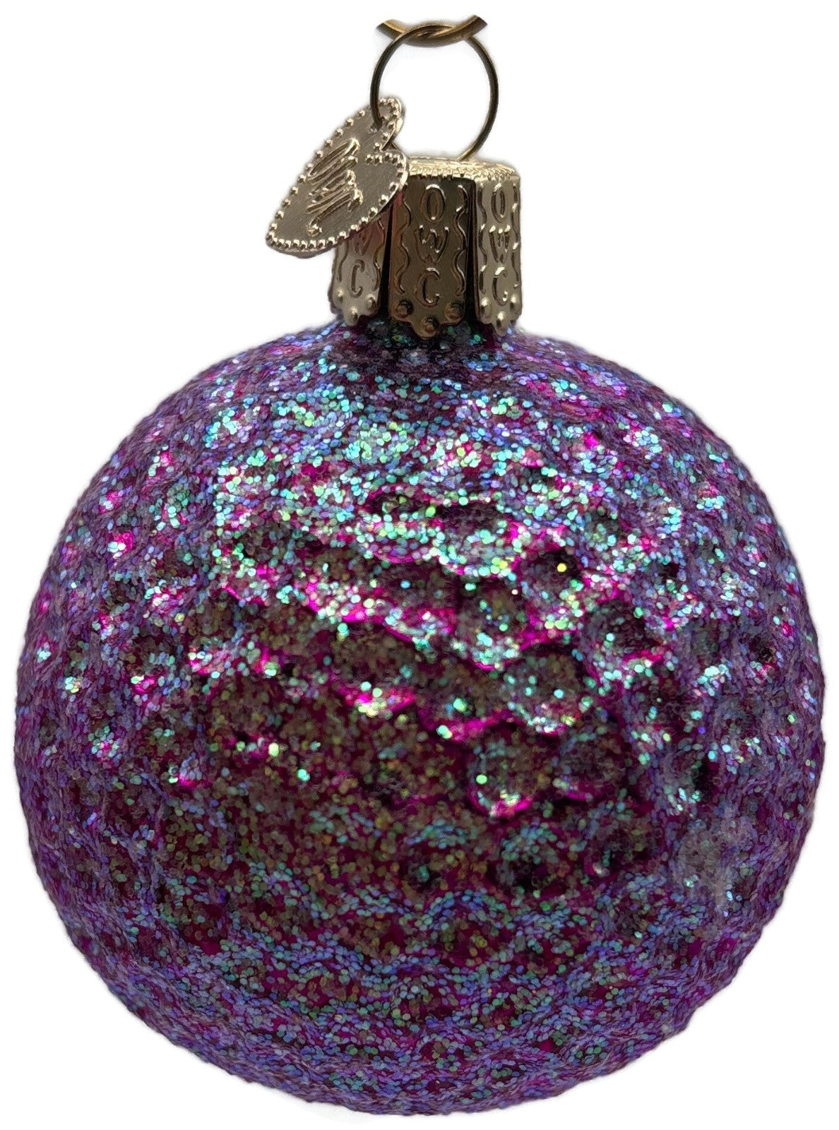 Old World Christmas Purple Multi-Indented Reflector Glass Ornament OWC 420043