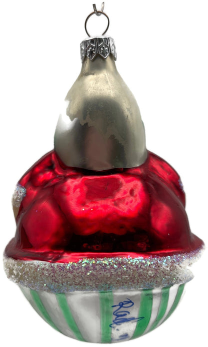 Christopher Radko Roly Striped Santa Red Green Glass Ornament 97 015 0 19978