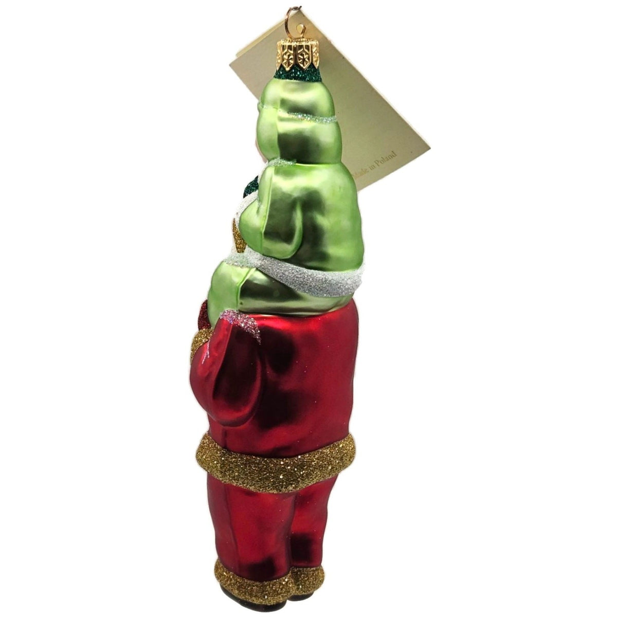Patricia Breen Carry Me Santa Red Green Boy Glass Christmas Tree Ornament 98035
