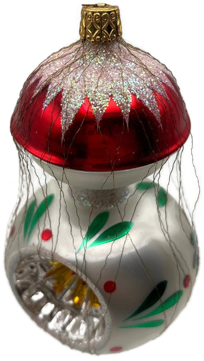 Inge-Glas Red Silver Wire Wrapped Double Reflector Finial Christmas Ornament2