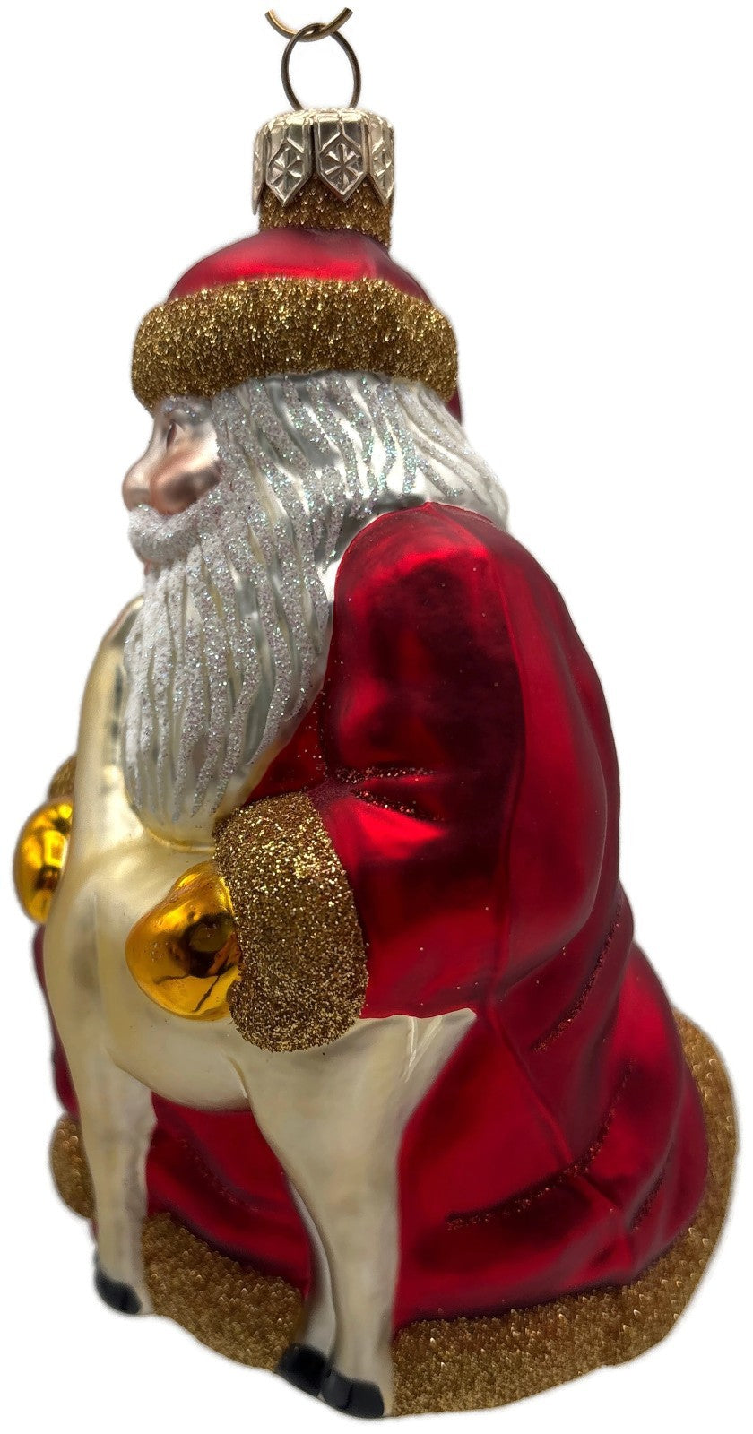 Patricia Breen Santa and Sarenka Fawn Deer Red Gold Christmas Tree Ornament 98382