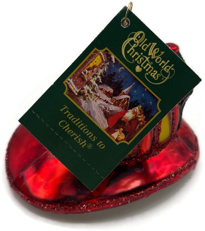 Old World Christmas Fireman's Helmet Firefighter Glass Ornament 322251