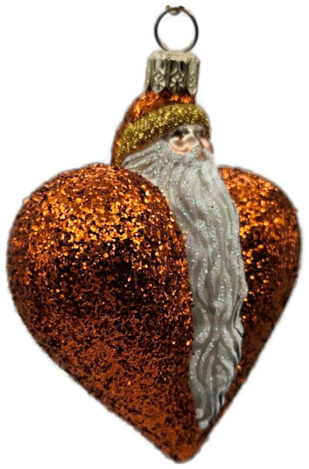 Patricia Breen Santa du Coeur Orange Glitter Heart Valentine's Ornament 20341