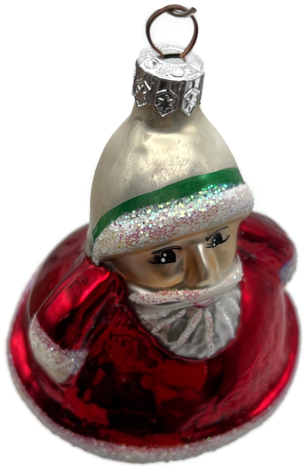 Christopher Radko Roly Striped Santa Red Green Glass Ornament 97 015 0 19975