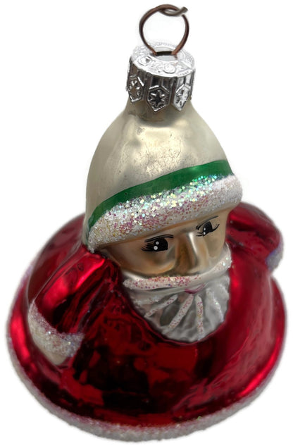 Christopher Radko Roly Striped Santa Red Green Glass Ornament 97 015 0 19975