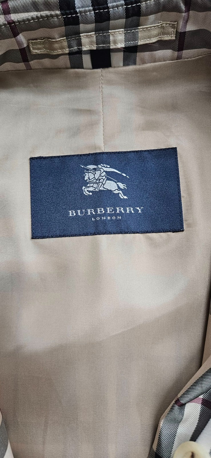 Burberry London Beige Check Belted Long Coat Women's Size 810