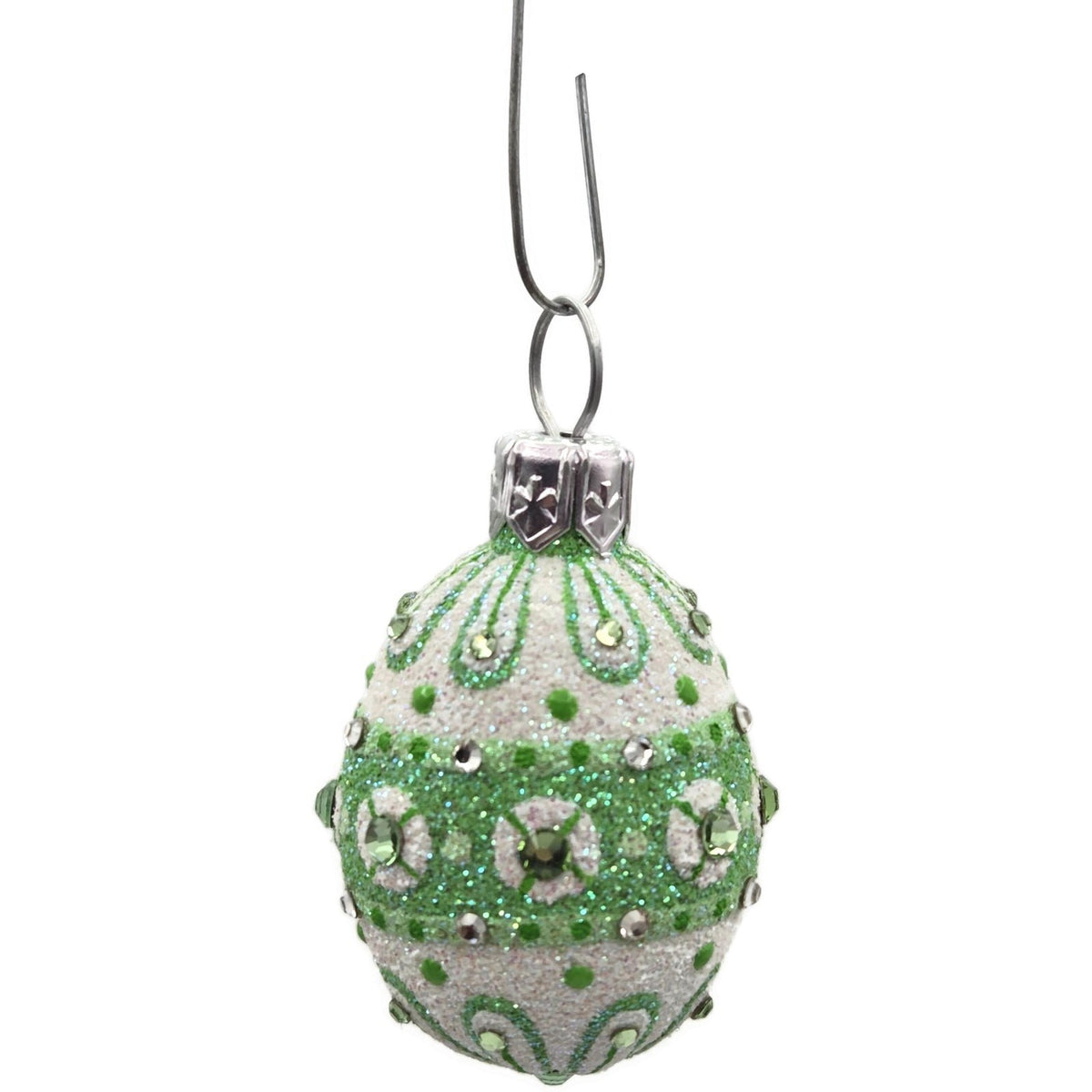 Patricia Breen Miniature Egg Zakopane Green White Swarovski Easter Ornament 30186
