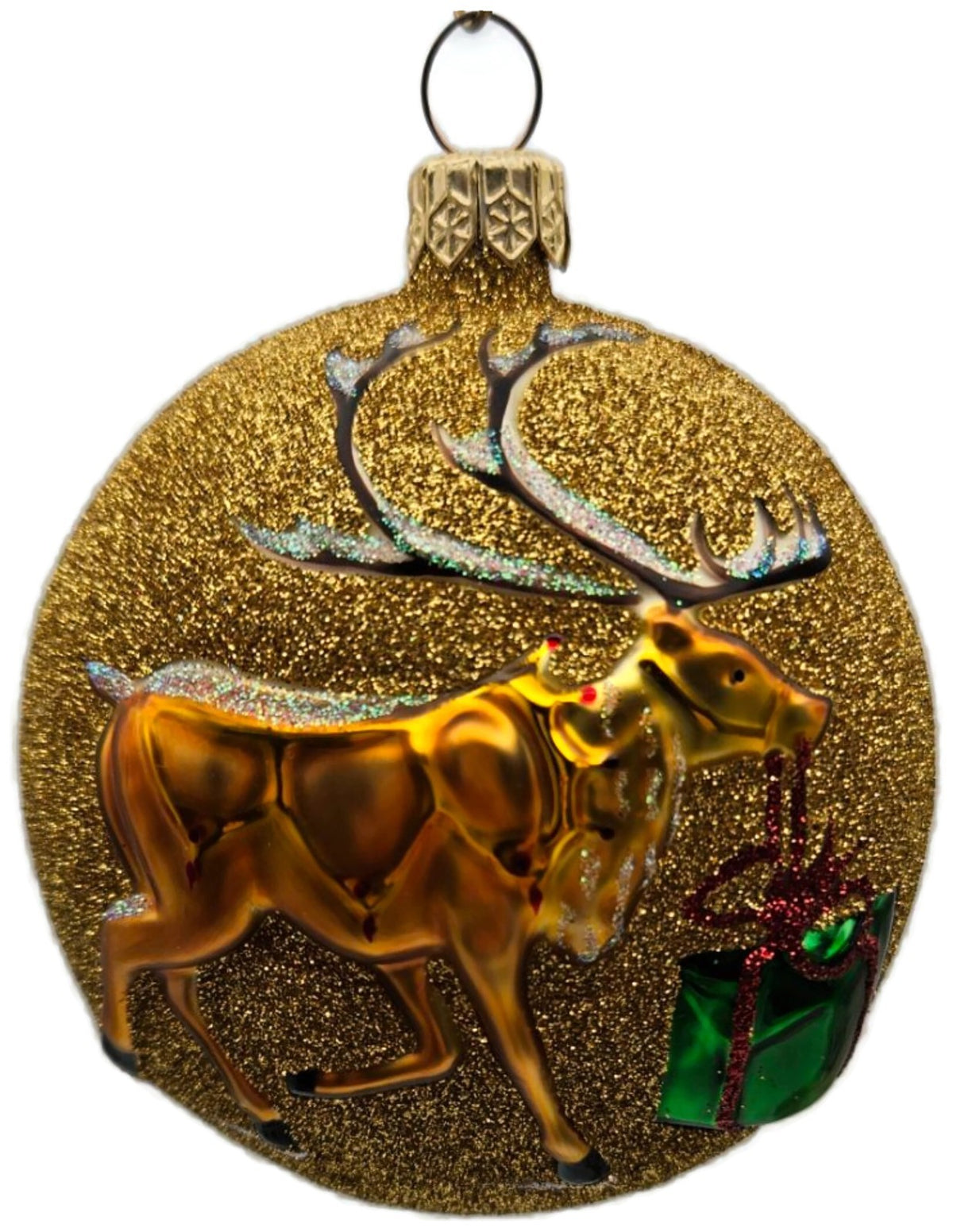 Patricia Breen The Last Present Glittered Gold Reindeer Christmas Ornament 20213