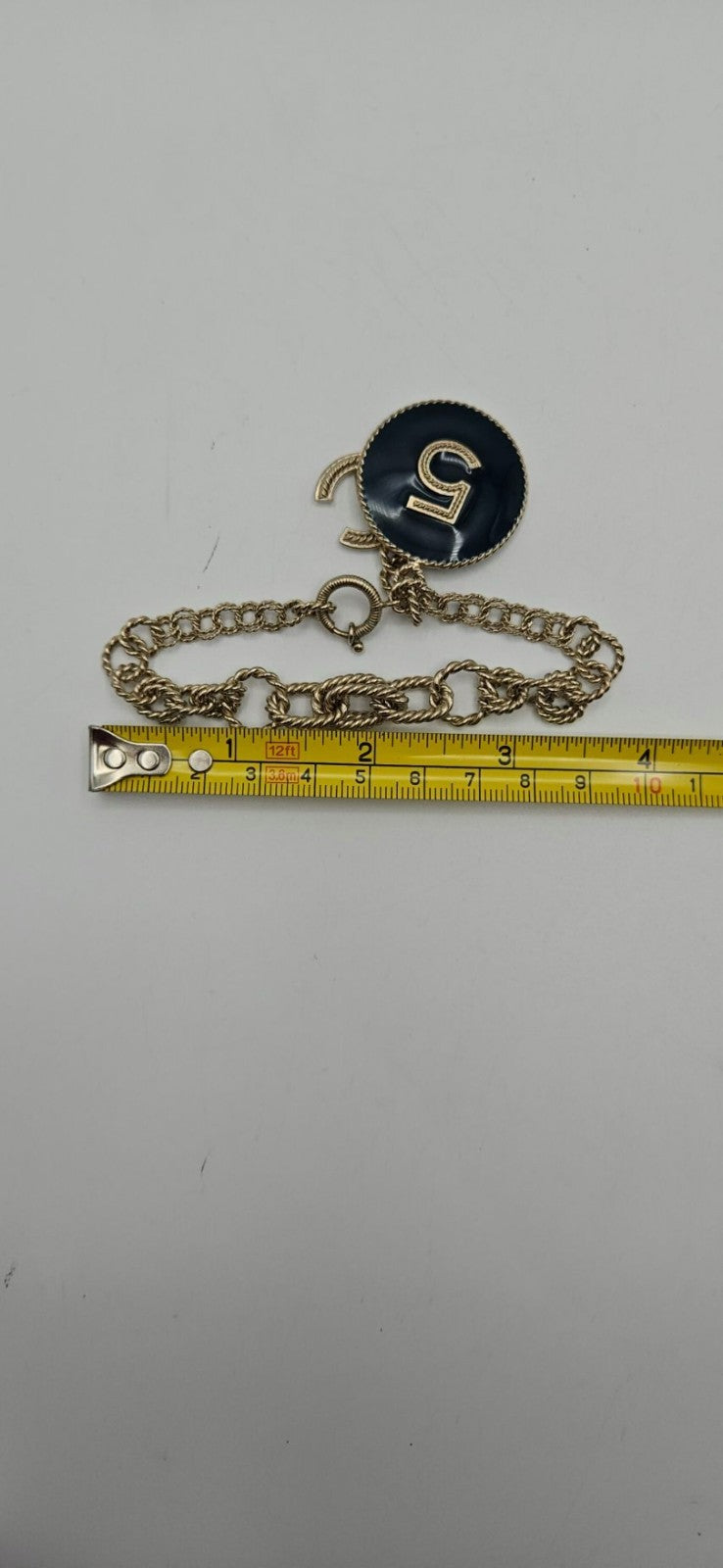 Chanel 13P A63103 No. 5 CC Medallion Charm Bracelet Light Gold Enamel 201315