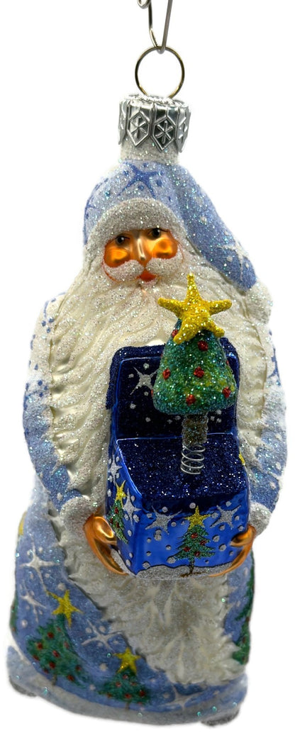 Patricia Breen Jack In The Box Santa Blue Snowflakes Christmas Ornament 23740