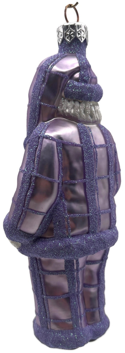 Patricia Breen Ring In The New Lavender Plaid Santa Christmas Ornament CATZ 97345