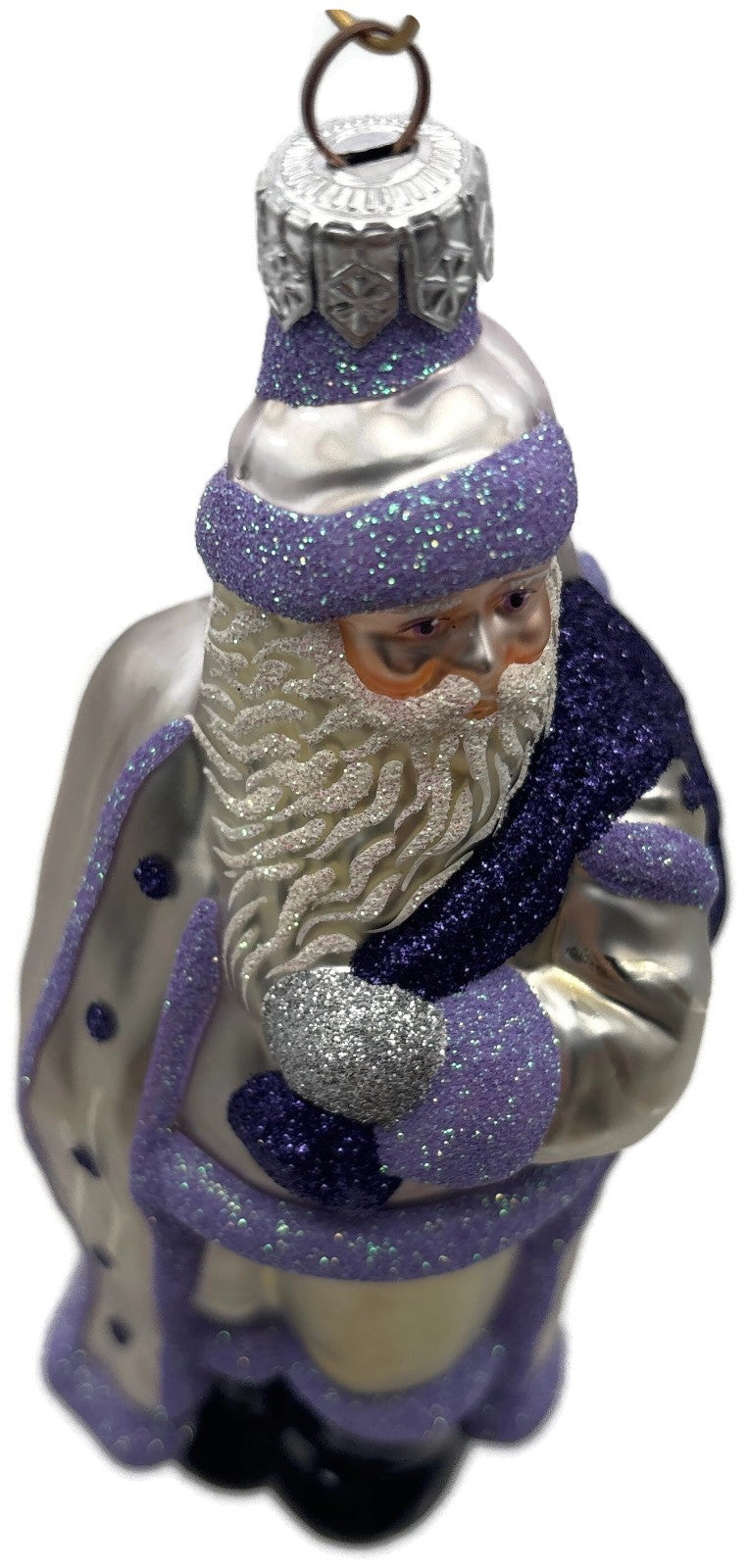 Patricia Breen Jordan Santa Purple Lavender Glass Christmas Tree Ornament 98238