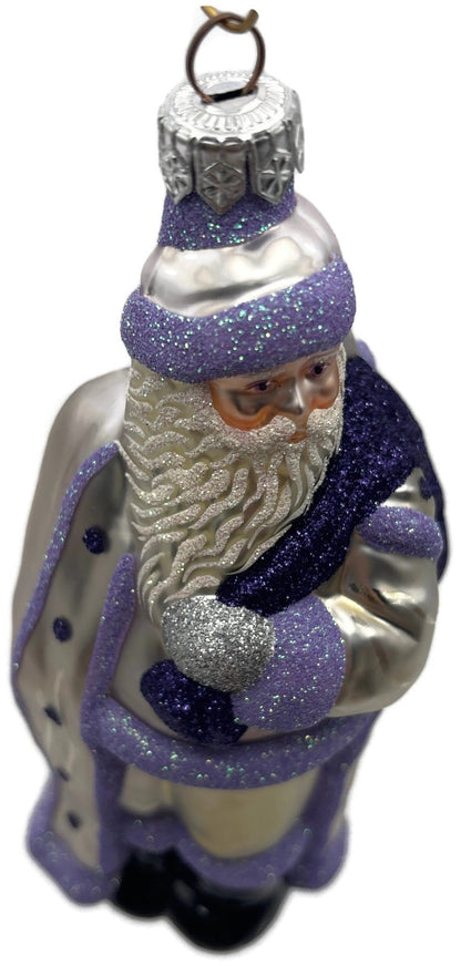 Patricia Breen Jordan Santa Purple Lavender Glass Christmas Tree Ornament 98238