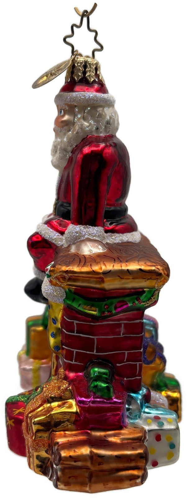 Christopher Radko Santa Pause Gifts Fireplace Glass Christmas Ornament 10101732