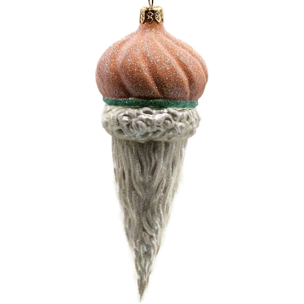 Patricia Breen Minsk Santa Claus Head Peach Glitter Christmas Ornament 96359
