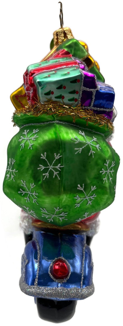 Christopher Radko Roaming Holiday Santa Scooter Glass Christmas Ornament 10141043