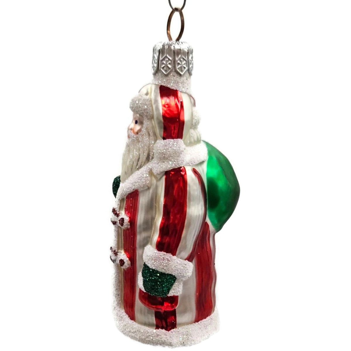 Patricia Breen Miniature Striped Santa Claus Red White Christmas Ornament 98495
