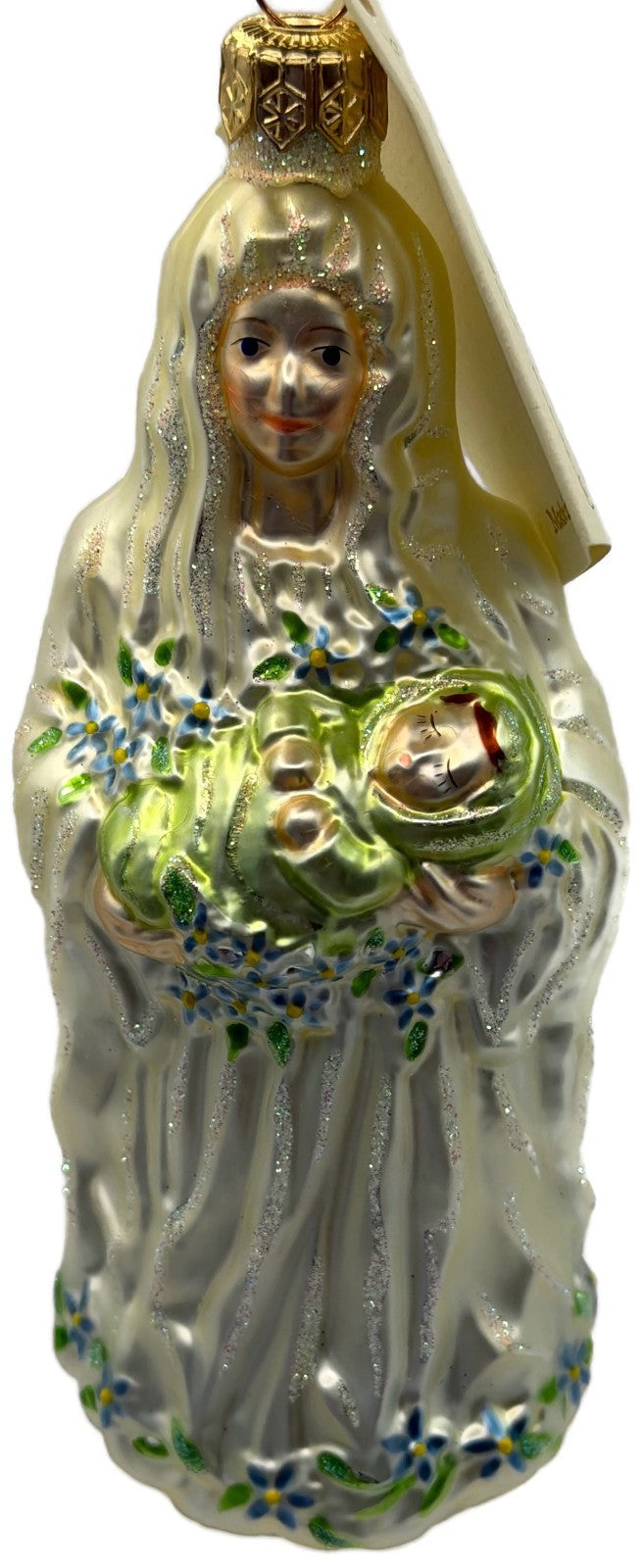 Patricia Breen Bountiful Madonna Flowers Pearl White Christmas Ornament 97061