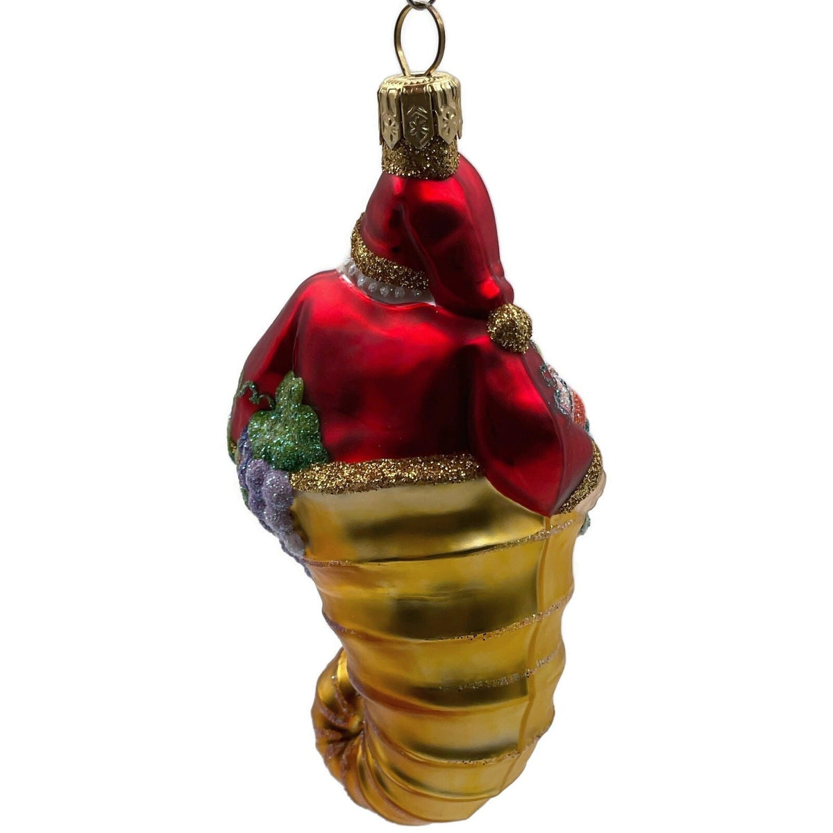 Patricia Breen Plymouth Santa Gold Fruits Fall Glass Christmas Ornament 221910