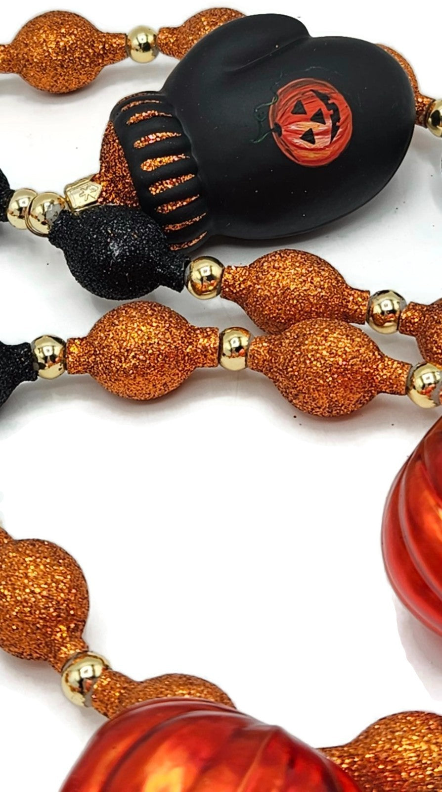 Patricia Breen Halloween Garland Pumpkins Mittens Glitter Glass OOAK  2000CO6