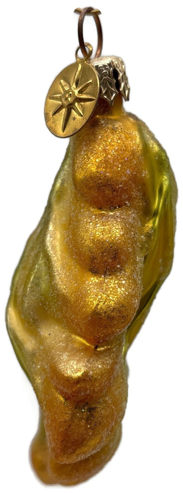Christopher Radko Mini Oak Frost Yellow Leaf Glass Christmas Ornament 98 164 06