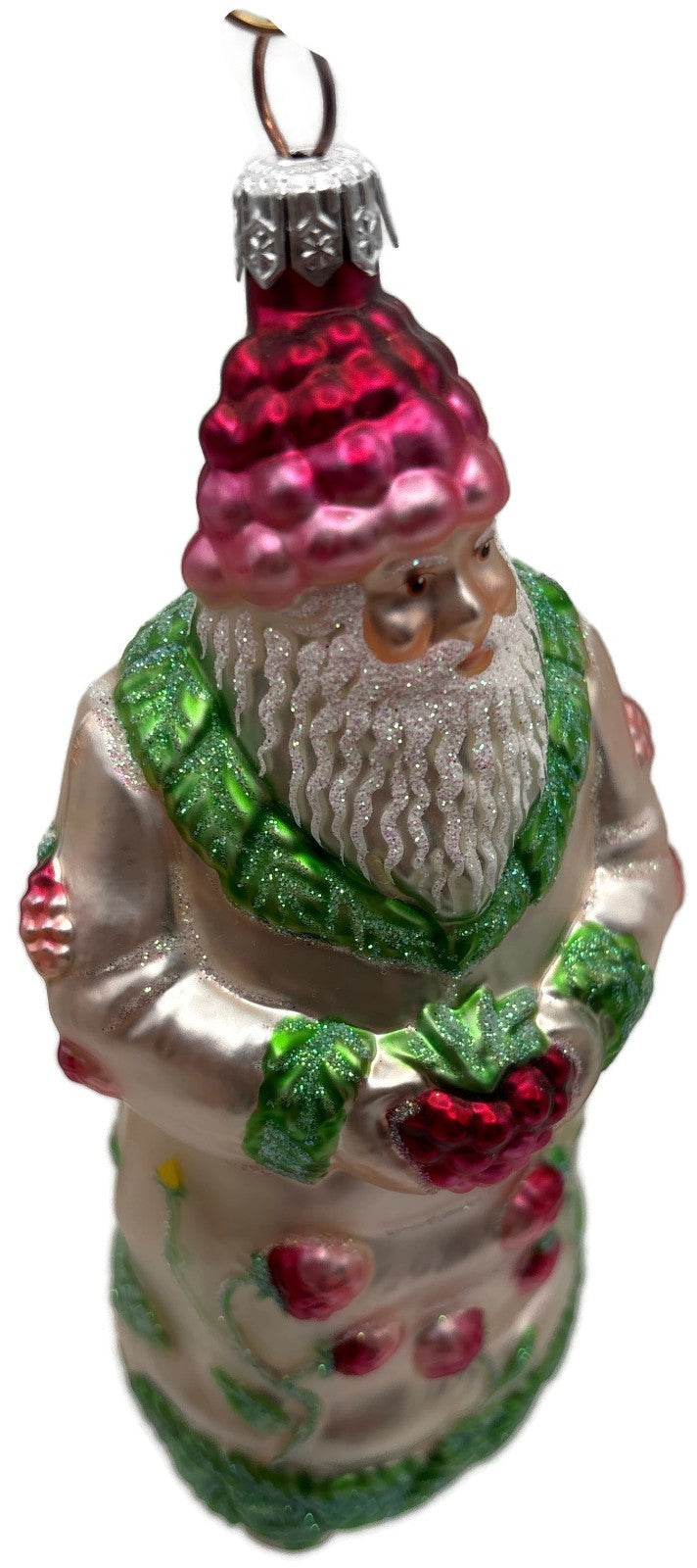 Patricia Breen Raspberry Santa Spring Fruit Green Pink Christmas Ornament 99908