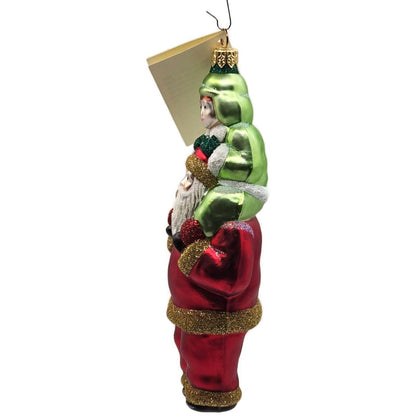 Patricia Breen Carry Me Santa Red Green Boy Glass Christmas Tree Ornament 98039