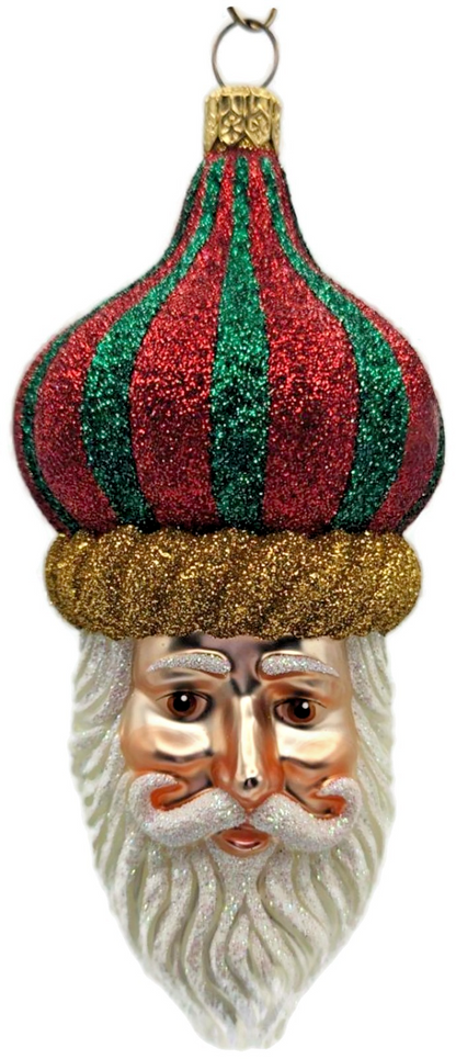 Patricia Breen Carnival Noel Red Green Santa Claus Head Christmas Ornament 21040