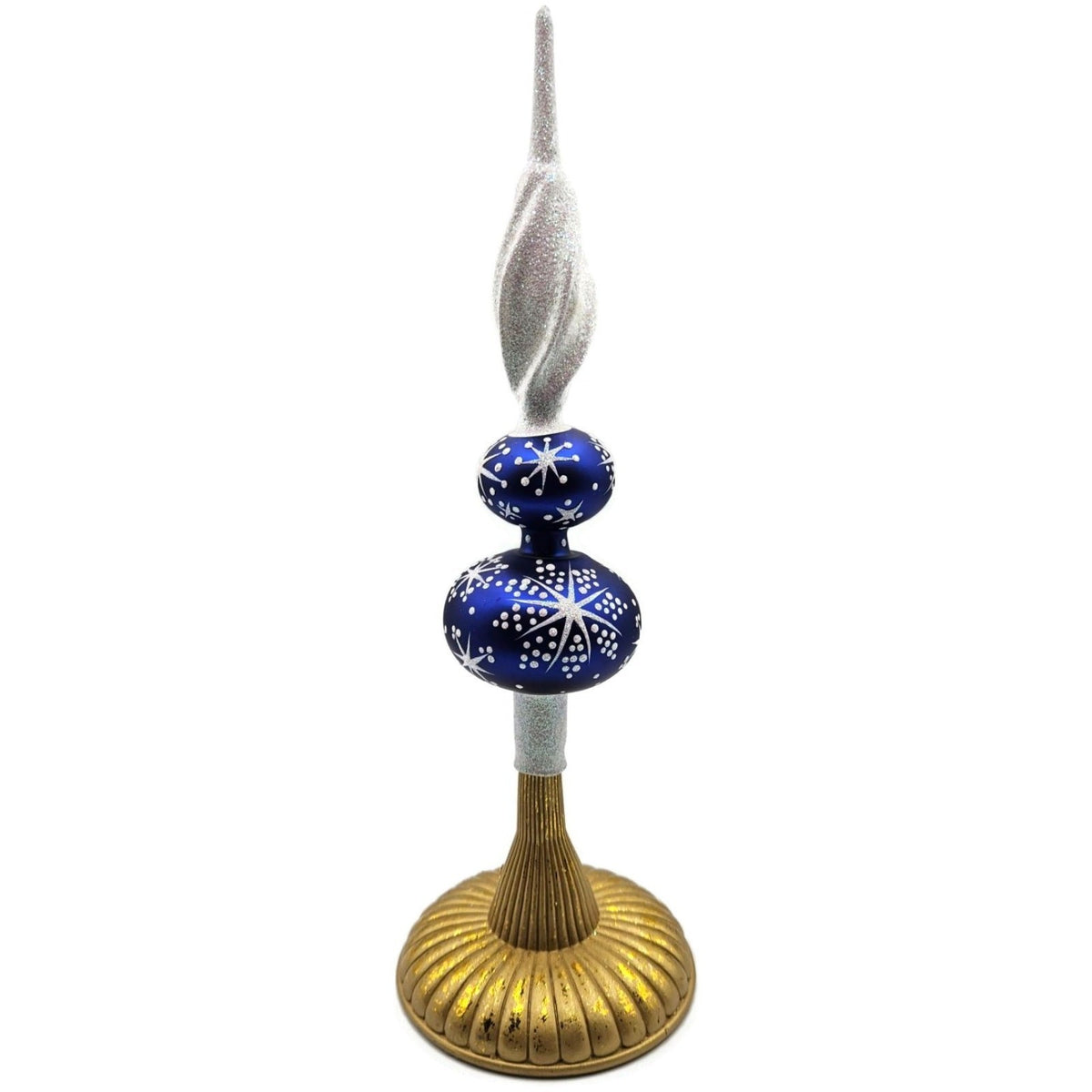 Patricia Breen Miniature Blizzard Finial Blue Glossy Christmas Tree Topper 97936