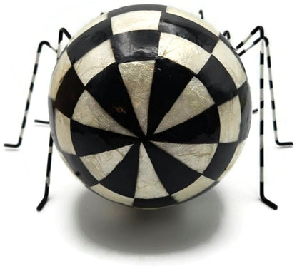 MacKenzie Childs Courtly Capiz Spider Metal Wire Check Halloween Decor Figurine4