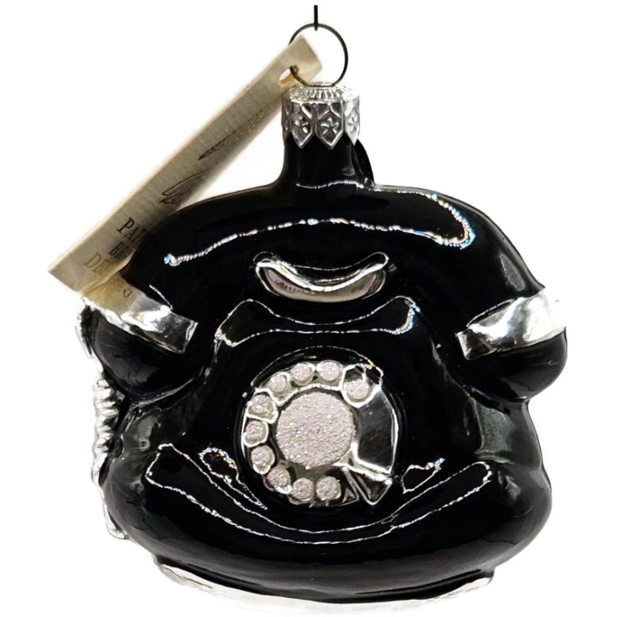 Patricia Breen Fine Phone Black Hand Blown Glass Christmas Tree Ornament 94395