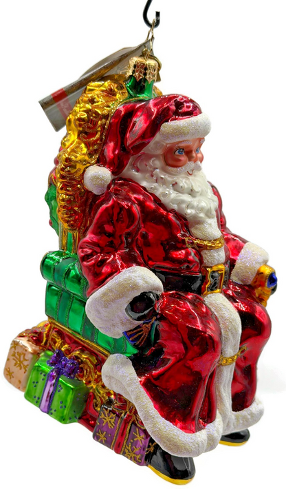 Christopher Radko Worth The Wait Sitting Santa Claus Christmas Ornament 10165172