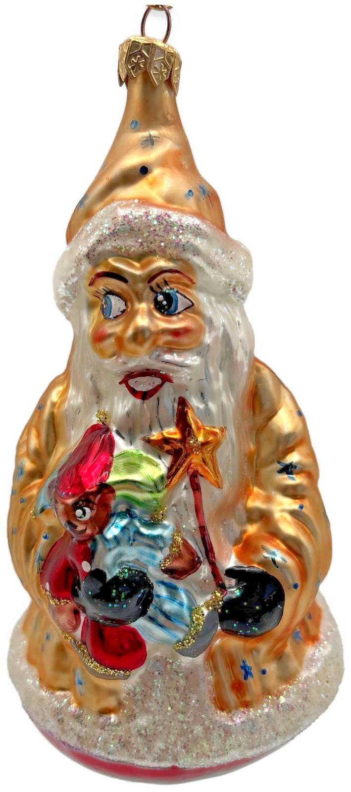 Christopher Radko 1995 Spellbound Gold Wizard Santa Glass Ornament 95 128 00