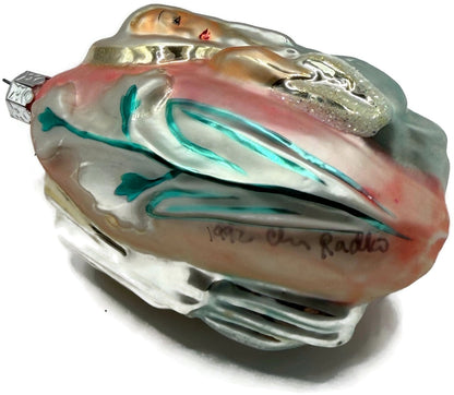 Christopher Radko 1992 Virgin Mary Signed Pink Silver Glass Ornament 92 046 015