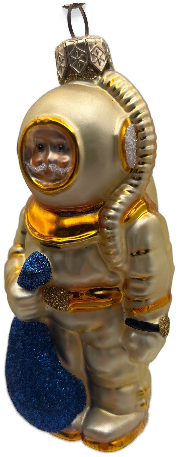 Patricia Breen Santa for Dan Gold Blue Bag Nautical Christmas Ornament 99307